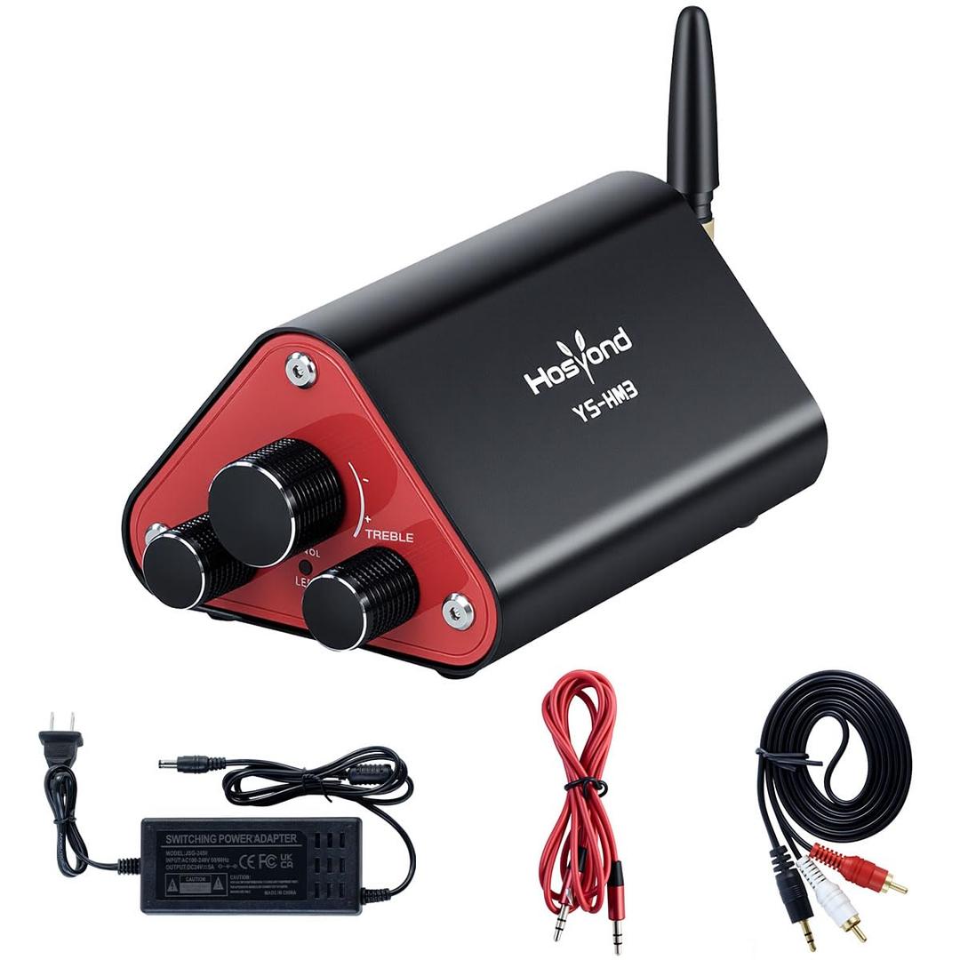 Bluetooth Stereo Amplifier 50W+50W 2.0 Channel HiFi Audio Amp with Bass and Treble Adjustment for Home Theater Speakers