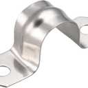 uxcell 20mm(0.8") Rigid Pipe Strap, 2 Holes 304 Stainless Steel Tension Tube Clip Clamp 20pcs