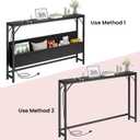 Asgolion 47.2'' Skinny Console Table with Power Outlet, 5.91" Behind Couch Table with Charging Station, Long Sofa Table, Narrow Entryway Table for Living Room, Foyer, Hallway, Black