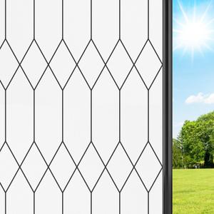 Stained Glass Window Privacy Film, 17.5" x 118.1", Pure | 3D Unique Decorative, UV Heat Blocking Static Cling, Non Adhesive Removable Coverings for Home, Door & Bathroom