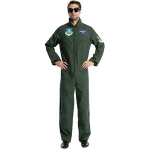 EraSpooky Men Flight Suit Pilot Costume Cosplay Jumpsuit for Halloween Party (X-Large)