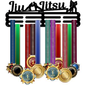PH PandaHall Jujitsu Medal Display Hanger Holder Jiu Jitsu Pattern Medal Holder 15.7" Awards Ribbon Hanger Medal Display Wall Rack Sports Medal Hanger Display for Sports Athletes Awards Ribbons Cheer