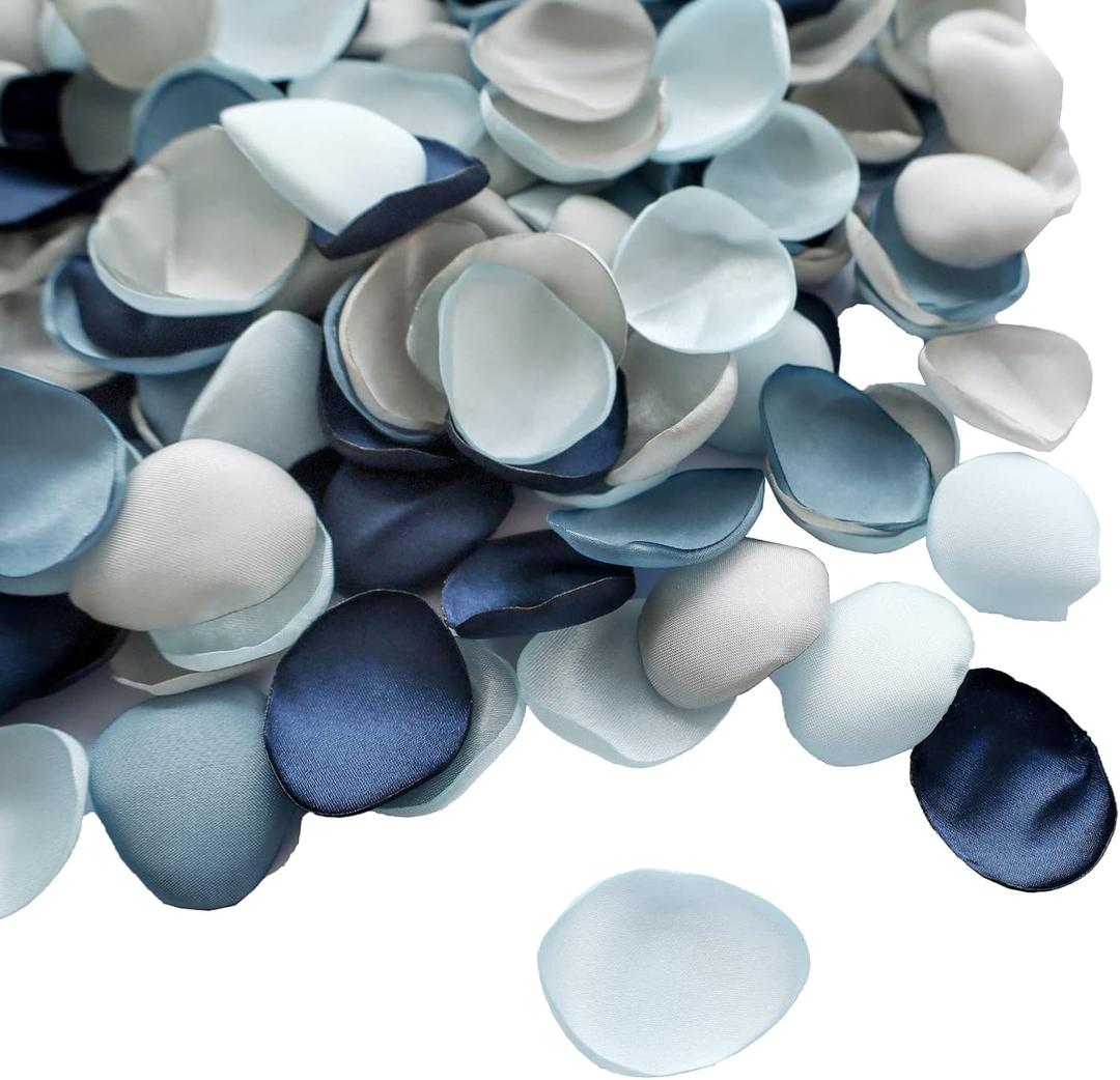 Lookein Dusty Blue Silk Rose Petals for Flower Girl Petals 300Pcs for Wedding Aisle Decorations