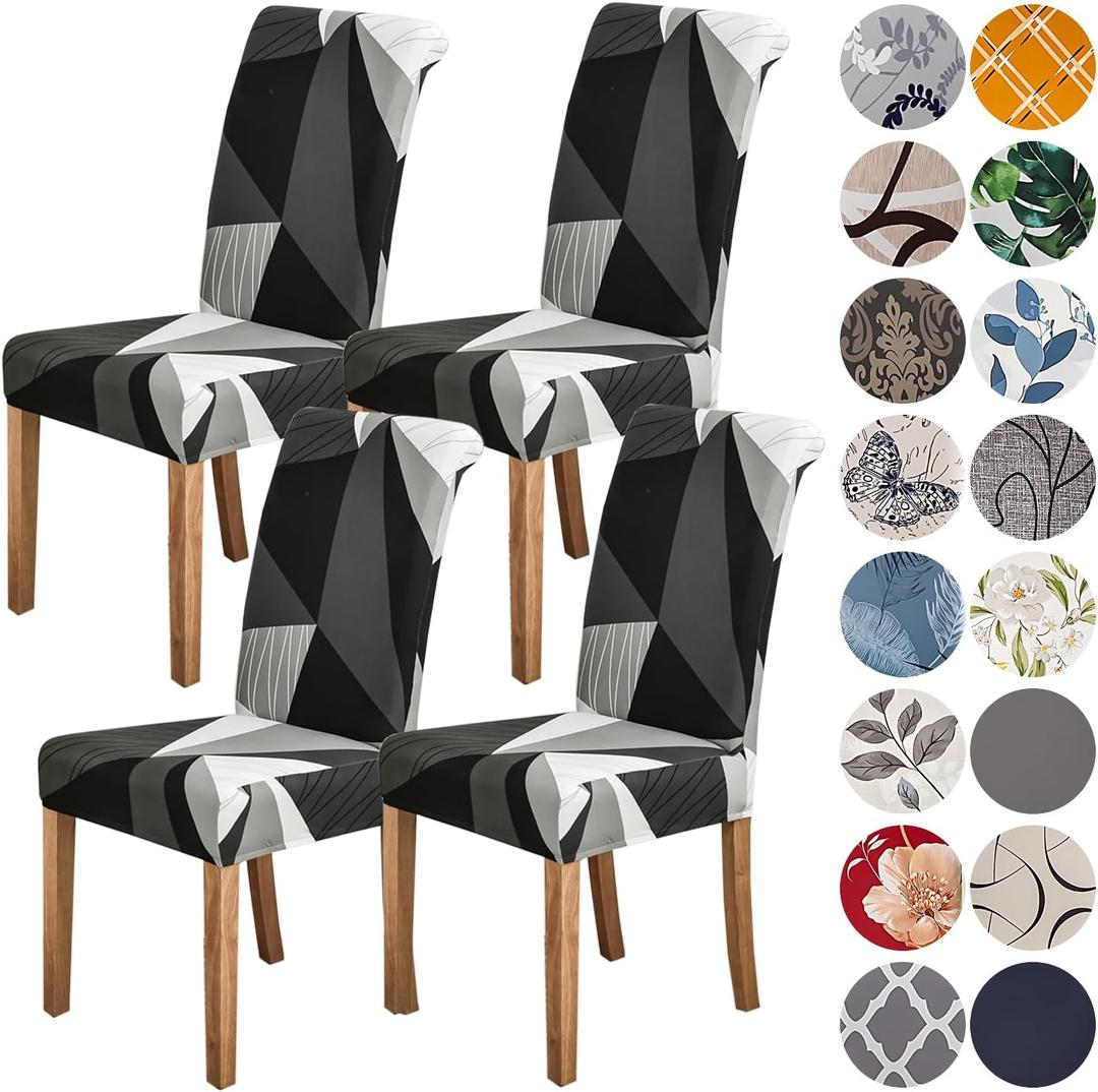 HZDHCLH Chair Covers for Dining Room Set of 4,Stretch Spandex Parsons Chair Slipcovers 4 Pack,Removable Washable Chair Protector for Kitchen,Diner,Party,Wedding