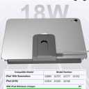 YACAISI Magnetic Wireless Charger for iPad 10th Generation, iPad (A16) Only, 18W iPad Tablet Fast Charging Stand Smart Connector Alloy Wireless Charging iPad with USB-C Cord Cable, Grey
