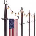 10Ft String Light Poles 4 Pack, Thickened Metal Outdoor Light Poles, 180-Day Rust Tested, with Fence Brackets, Heavy Duty No Wobble, Rustproof Stand for Patio, Backyard, Wedding Party Decor