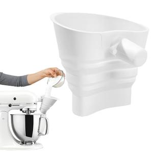 Flour Funnel Attachment for KitchenAid Mixer, Foldable Silicone Funnel Compatible with 5-Quart Tilt-Head Stand Mixers (Artisan KSM150, KSM160 & More)  Mess-Free Baking (White)