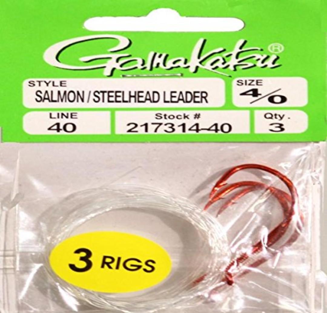 Gamakatsu 217314-40 Salmon/Steelhead Leader Hook (3 Pcs), Size 4/0-40, Red 2 Pack