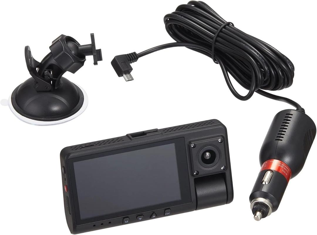 Dual Dash Cam with Ultra-Wide Angle Lens, 3" LCD Screen, Front 1080P Wide Angle Camera with 16GB SD Card, Supports 128GB max, Built in G-Sensor