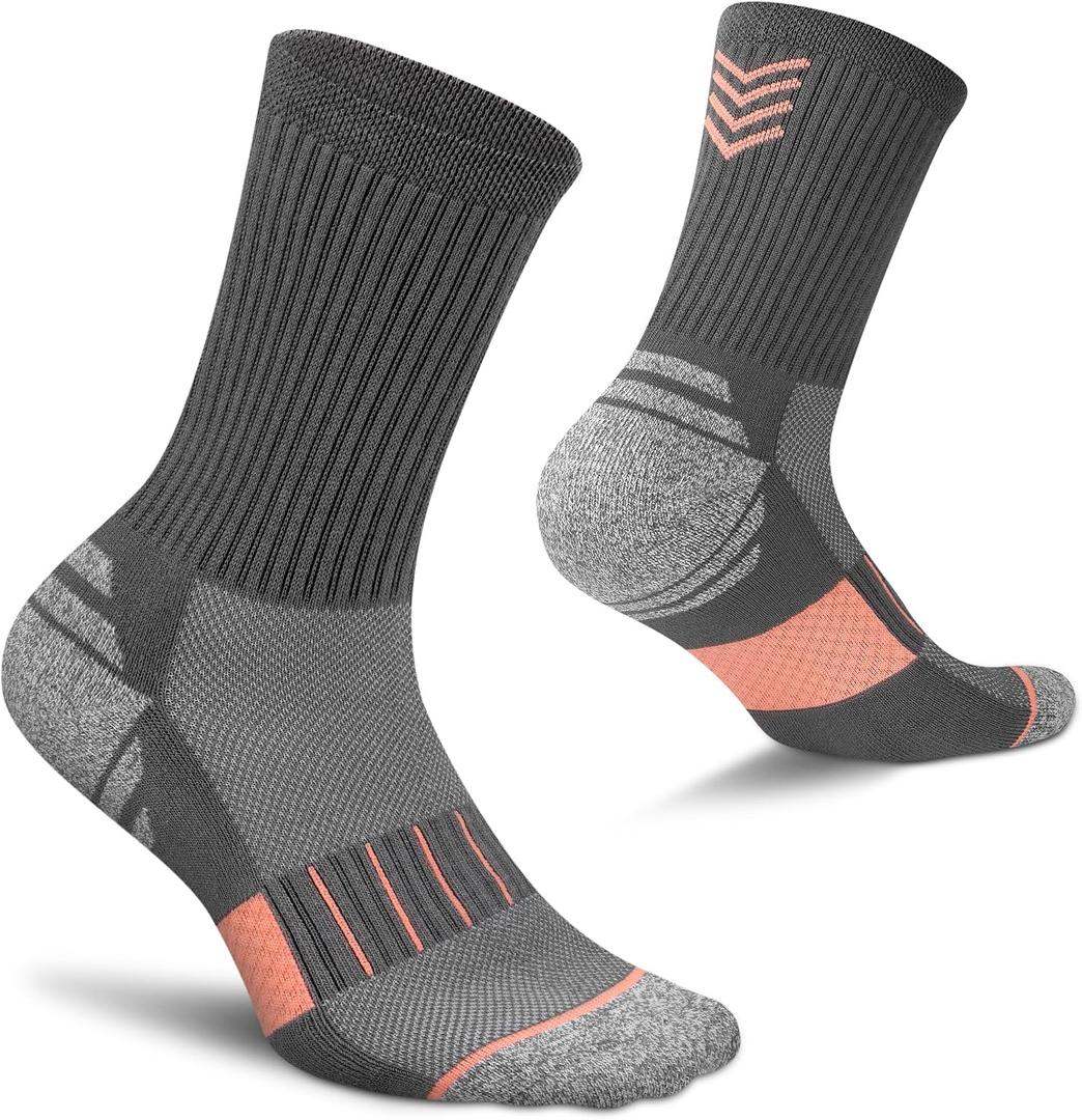 Amutost Crew Socks for Women,Athletic Hiking Running Compression Socks with Cushioned Support 3-6 Pairs (L)