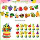 Fruit Theme Birthday Party Supplies Set - Fruit Birthday Party Decoration - Red, Green, Yellow, Orange - Birthday Banner, Garland, Cake Cupcake Toppers, Balloons