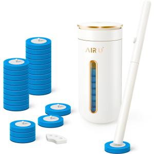 AIR U+ Disposable Toilet Brush, Toilet Bowl Cleaning System with 24 Count Wand Refill, Clean Brush Starter Kit with 1 Toilet Wand, 1 Storage Caddy and 1 Fragrant Tablet (1 + 24)