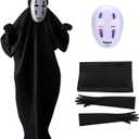 No Face Man Kaonashi Cosplay Costumes Halloween Outfits Full Set Costume Suit With Mask+Clothes+Gloves (Medium, Purple)
