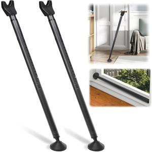 2 Pack Door Security Bars, Anti-Slip Heavy Duty Door Stoppers Sliding Patio Bar, 2-in-1 Adjustable Jammer Barricade Security Door Lock Bar for Apartment, Home, Travel, Hotel Room