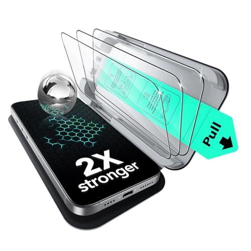 ESR 2 Pack for iPhone 15 Pro Max Screen Protector, Military Grade Shatterproof, 9H Hardness, Full Coverage Tempered Glass with UltraFit Tray