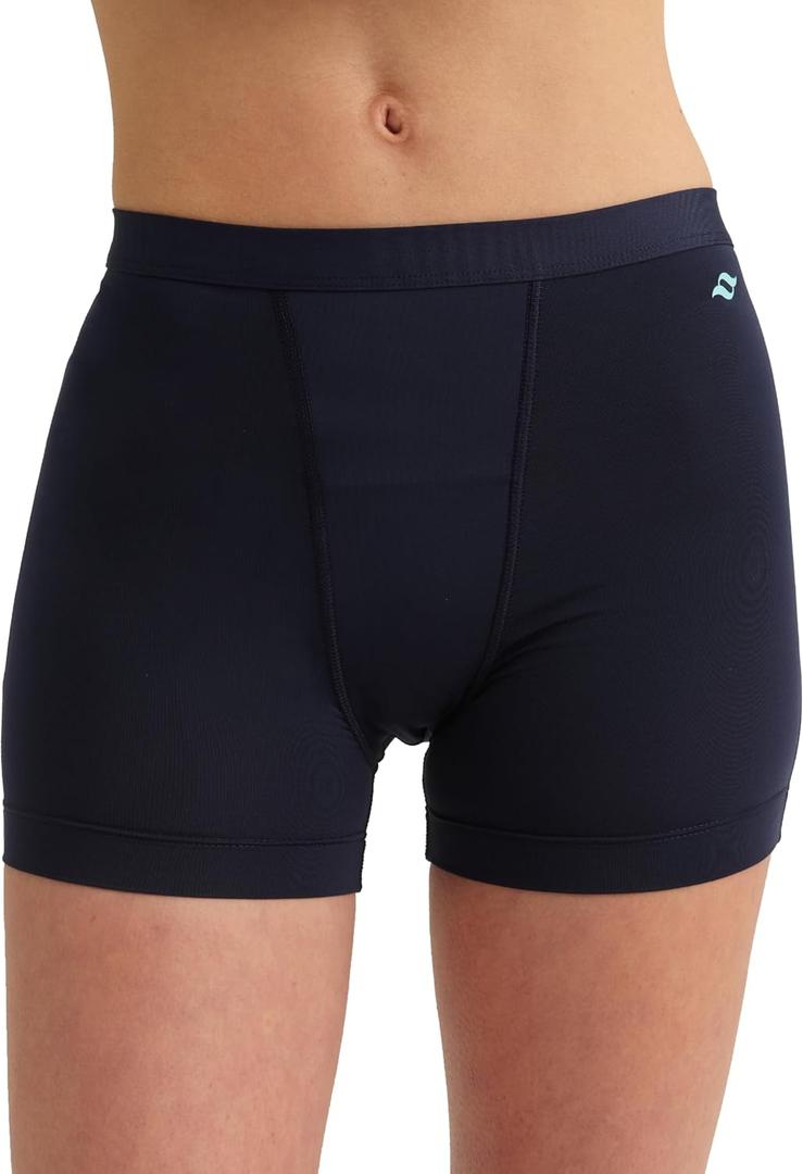 saalt Leakproof Teen Sport Shorts Period Underwear - Soft-Stretch, High-Rise, Machine Washable (Small, Midnight Sky - Super Absorbency)
