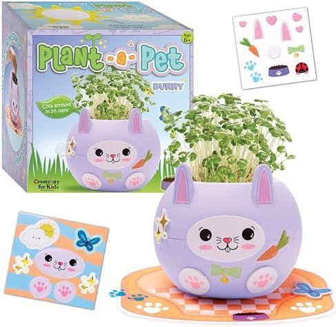 Creativity for Kids Plant-A-Pet: Bunny - Miniature Kit for Kids, Arts and Crafts for Kids, Small Gifts for Birthdays, Stocking Stuffers, and Easter Baskets (Ages 6+), Set of 4
