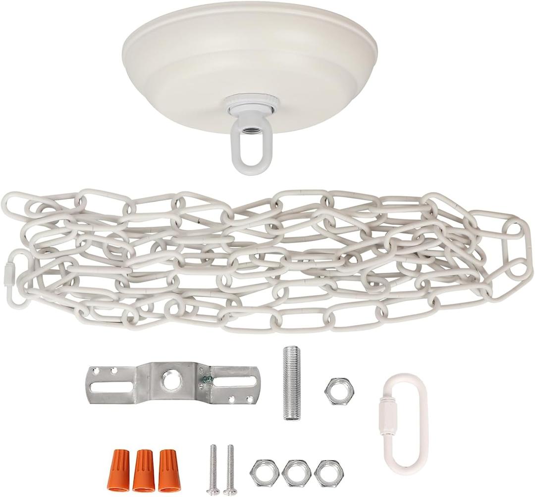 10 Feet Heavy Duty White Chain with 5" Light Canopy Kit for Chandelier, Swag Light Kit Light Fixture Mounting Bracket for Hanging Light