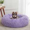 WESTERN HOME WH Calming Dog Bed & Cat Bed, Anti-Anxiety Donut Dog Cuddler Bed, Warming Cozy Soft Dog Round Bed, Fluffy Faux Fur Plush Dog Cat Cushion Bed for Small Medium Dogs and Cats (24.0"L x 24.0"W x 8.0"Th)