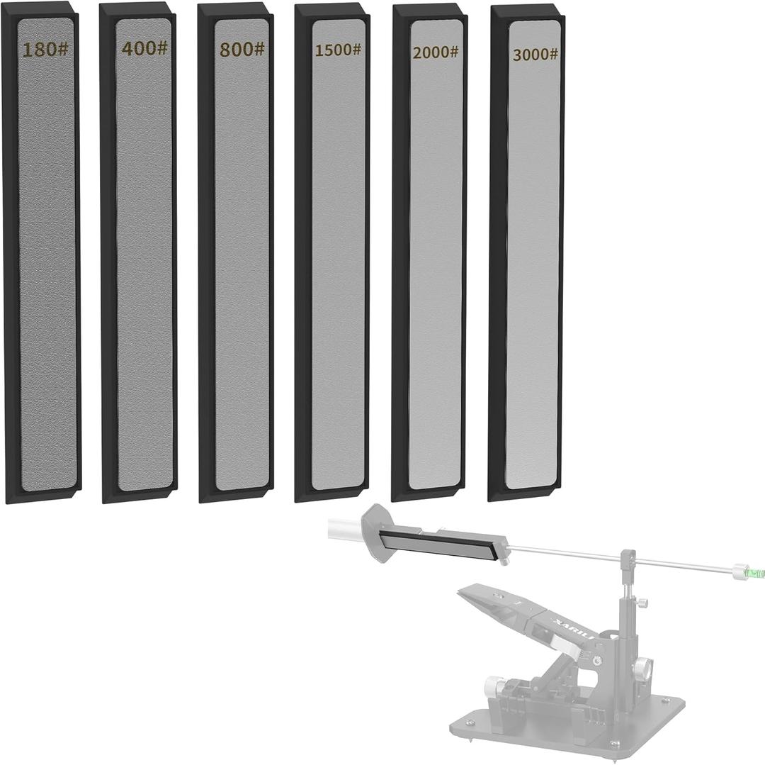 6 PCS Diamond Knife Sharpening Stones Set, Diamond Plates Kit for XARILK type Sharpeners System, 180# 400# 800# 1500# 2000# 3000# Grit