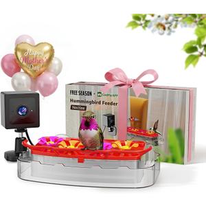 2K Smart Window Hummingbird Feeder Camera with AI Identify, Auto-Capture Fast Moments, IP65 Waterproof & Ant Moat, Strong Suction for Apartment/Cat TV, Best Gift for Bird Lovers