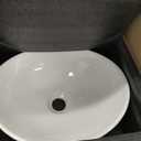 Small Oval Vessel Sink 16"x13" Ceramic White For Small Bathroom, 16.2"x13.3"x5.5"