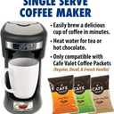 Caf Valet Single Serve Coffee Maker, Brews 10 Ounces of Coffee or Hot Water, Compatible with Caf Valet Coffee Packs