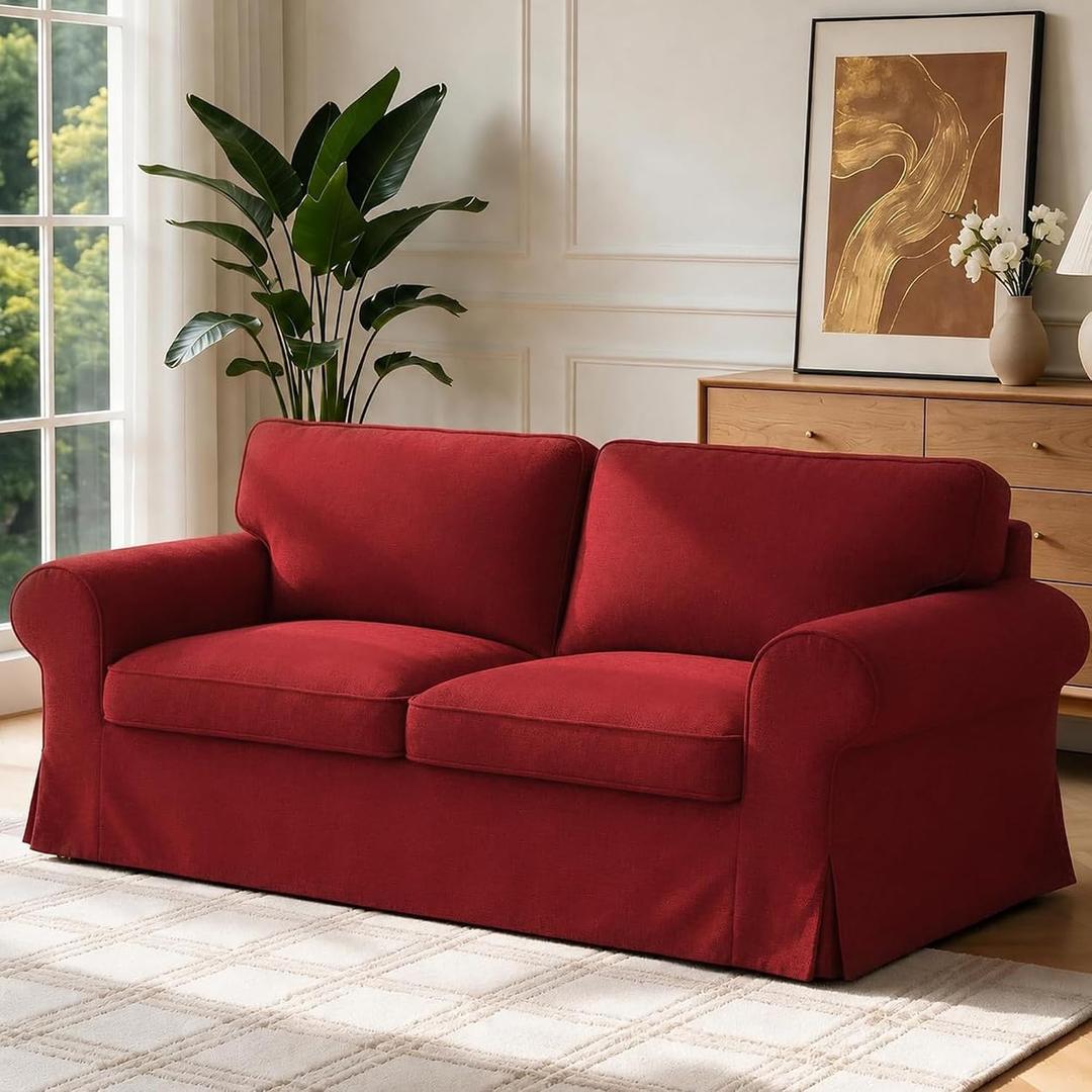 Ektorp Loveseat Sofa Cover Replacment Slipcover Designed for IKEA Ektorp Two Seater Sofa Slipcover,Couch Cover Not Include The Sofa Body, Red