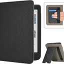 Caweet Case for Kobo Clara Colour/BW 6 Inch 2024 Release, Premium PU Leather Foldable Stand Protective Sleeve Cover with Card Slot and Hand Strap, Black