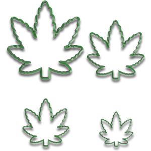 Cannabis Pot Leaf Cookie Cutter Set 4-Piece (4", 3.5", 2.5", 1.5") Fun 420 Baking & Edible Creations Random Color