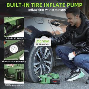 EFFIROSO 12V Electric Car Jack Kit 5 Ton/11000lbs Hydraulic Floor Jack (6.1-17.7") with Impact Wrench & Tire Inflator Pump, Portable SUV Sedan Truck Lift Set for Emergency Tire Change & Repair