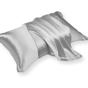 Pillowcase Ice Silk Pillow Covers King Size Set of 2, Silver Grey Silky Cooling Pillow Case 20"x36", Soft and Comfortable for Hair and Skin with Flanged Design Pillowcase