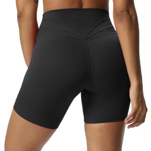 Aoxjox Trinity Workout Biker Shorts for Women Tummy Control High Waisted Exercise Athletic Gym Running Yoga Short 6" (Medium, Black)