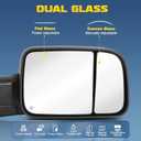 Pair Power Heated Towing Mirrors Compatible with 2009-2018 Dodge Ram 1500 2500 3500/2019-2024 Ram 1500 Classic w/LED Turn Signal Light Side Mirror Temperature Sensor (Black)