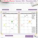 4 x 2026 Planner, Weekly and Monthly Calendar Planner from January 2026 - December 2026, 5.75" x 8.38" Hardcover Leather Hourly Appointment Book with Tabs, A5 Spiral Daily Planners for College School Work Home, Purple