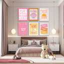 XXOUYLQ Pink Coastal Preppy Canvas Wall Art Coastal Granddaughter Print Aesthetic Room Painting Shells Oyster Posters Summer Beach Pictures Beach Club Wall Decor for Girls Room Dorm Home Unframed (16L"x12W"posters)