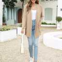 Yekaty Womens Lightweight Cardigans Open Front Long Sleeve Drape Kimono Cardigan Sweaters with Pockets (Beige, XXL)