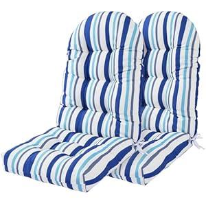 Enipate Weather Resistant Adirondack Chair Cushions High Back Indoor Outdoor Patio Tufted Thicken Lounge Cushion Seat Pads (Cold Striped Blue)