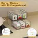 2 Pack Clear Tea Bag Organizer, Stackable Drawer Organizer with Dividers for Pantry Bathroom Vanity Kitchen - Cabinet Countertop Shelf Plastic Storage Bins for Coffee/Makeup/Cosmetic/Crafts/Jewelry