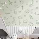 Jungle Animal Wall Decal, Lion, Elephant, Giraffe Animals Wall Stickers for Your Child's Girls and Boys Bedroom Baby Room Nursery Or Kids Room Animal Theme Decor (Green Animal Stickers)