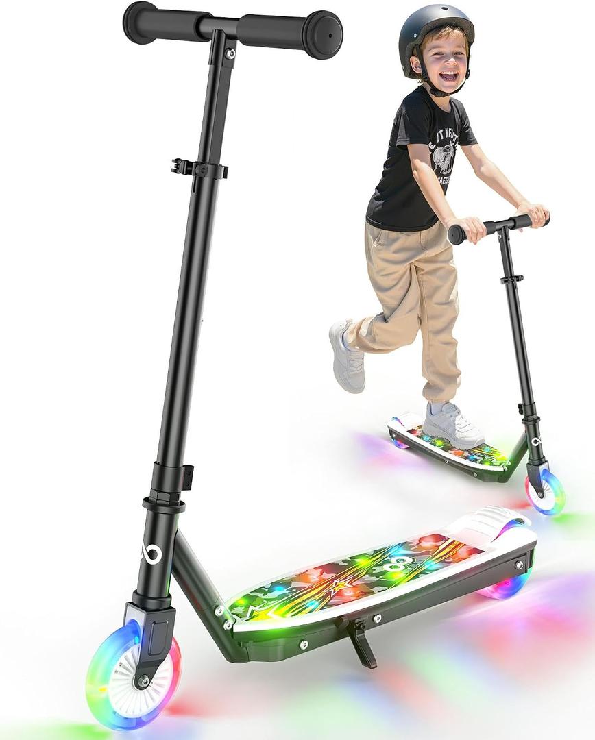 Gyroor KS2 Kids Electric Scooter 5 MPH Safe Speed, Foot Sensor Start, LED Lights, Adjustable Handlebar, 2 Hr Fast Charge, UL2272 Certified, Ages 612, 121 lb Max Load