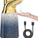 Adjustable Automatic Soap Dispenser Touchless, Ceramic Material4 Adjustable Levels Type-c Rechargeable Operated Sensor Liquid Soap PumpTouch-Free Hand Sanitizer Dispenser (Starry Gold)