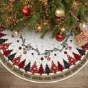 AVOIN colorlife Merry Christmas Christmas Tree Skirt 36 Inch, Christmas Ornaments Snowflake Winter Holiday Tree Mat Decoration