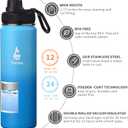 Farsea Insulated Water Bottle With Paracord Handle, Protective Silicone Boot and 2 Lids (Straw Lid & Spout Lid), Stainless Steel Water Bottle Wide Mouth, Double Wall Sweat-Proof BPA-Free, 24 oz