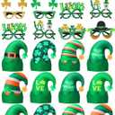 St. Patrick's Day Party Favors Hat Accessories Set for Adults Green Leprechauns Felt Hats Shamrocks Sunglasses (Green)