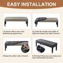 Genina Stretch Dining Bench Covers, Waterproof Stretch Jacquard Bench Seat Protector Cover, Rectangular Bench Cover for bedrooms, Living Rooms, Kitchens, Removable, Washable