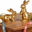 Easter Bunny Decorations,Vintage Gold Rabbit Figurine, Small Resin Bunnies for Home Spring Farmhouse Decor (Gold Faceted-2PCS)