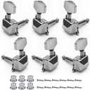 MAXCHEER 3R3L Semi-closed Guitar Tuners String Tuning Pegs Keys Machine Heads Set for Acoustic or Electric Guitar (Silver, 3R3L) (3L3R Semi-Closed 15:1, chrome)