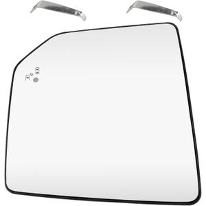 Left Driver Side Mirror Glass with Blind Spot Detection in Glass, Heated Truck Exterior Rear View Mirror Replacement Glass Compatible with Ford F150 2015-2020 FL3Z17K707P MIR03252 FL3Z17K707AH