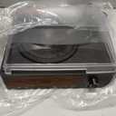 Record Player for Vinyl with 2 Build-in Speakers LP Vinyl Players Belt-Driven Vintage Turntables 3 Speed 3 Size, Wireless Bluetooth Playback, AUX-in, RCA Out, Headphone, Auto Stop Black Wood